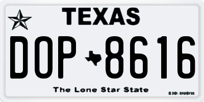 TX license plate DOP8616
