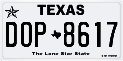 TX license plate DOP8617