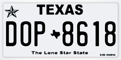 TX license plate DOP8618