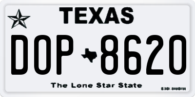 TX license plate DOP8620