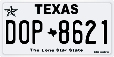 TX license plate DOP8621