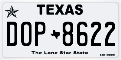 TX license plate DOP8622