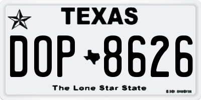 TX license plate DOP8626