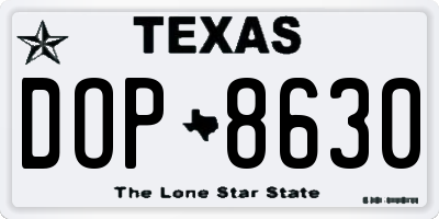 TX license plate DOP8630