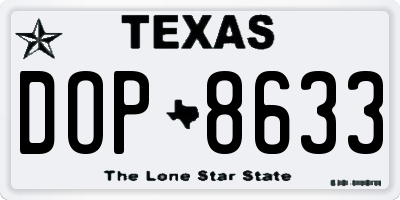 TX license plate DOP8633