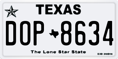 TX license plate DOP8634