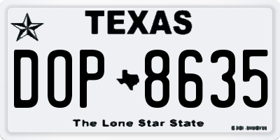 TX license plate DOP8635