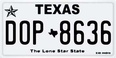 TX license plate DOP8636