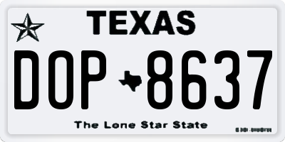 TX license plate DOP8637