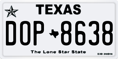 TX license plate DOP8638