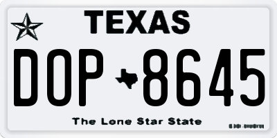 TX license plate DOP8645