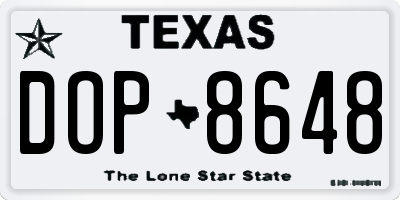 TX license plate DOP8648