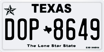 TX license plate DOP8649