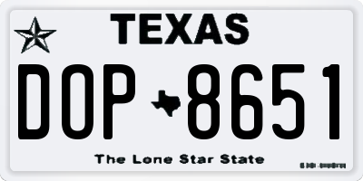 TX license plate DOP8651