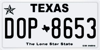 TX license plate DOP8653