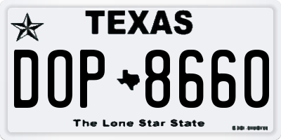 TX license plate DOP8660