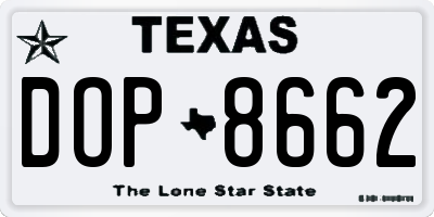 TX license plate DOP8662