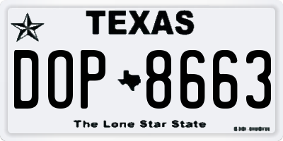TX license plate DOP8663