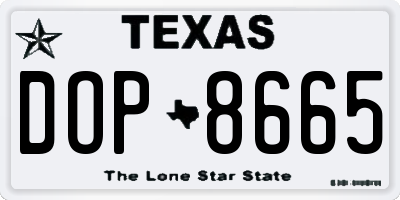 TX license plate DOP8665