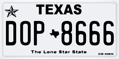 TX license plate DOP8666