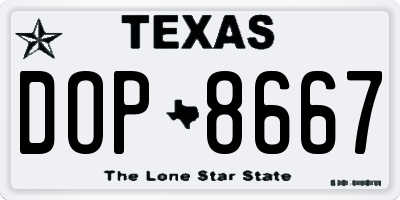 TX license plate DOP8667