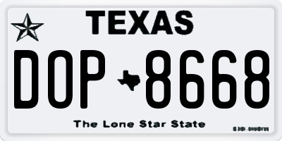 TX license plate DOP8668