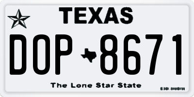 TX license plate DOP8671