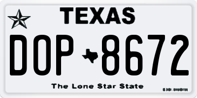TX license plate DOP8672
