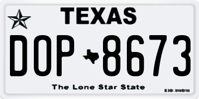 TX license plate DOP8673