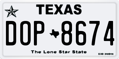 TX license plate DOP8674