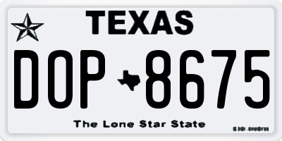 TX license plate DOP8675