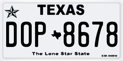 TX license plate DOP8678