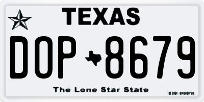 TX license plate DOP8679