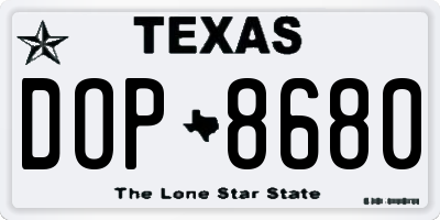 TX license plate DOP8680