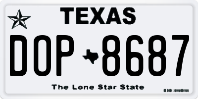 TX license plate DOP8687