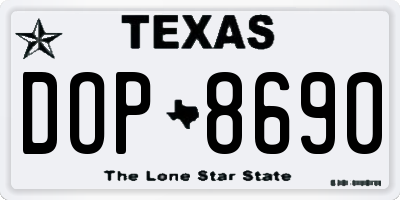 TX license plate DOP8690