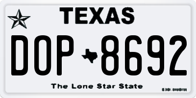 TX license plate DOP8692