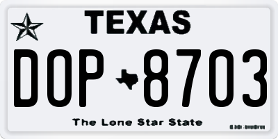 TX license plate DOP8703