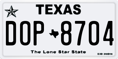 TX license plate DOP8704