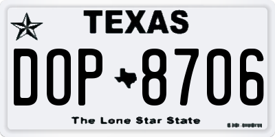 TX license plate DOP8706