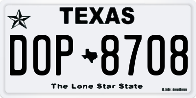 TX license plate DOP8708