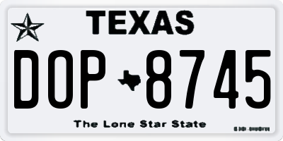 TX license plate DOP8745