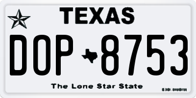 TX license plate DOP8753