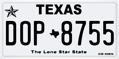 TX license plate DOP8755