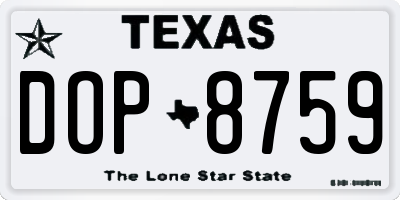 TX license plate DOP8759