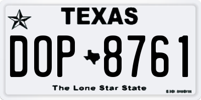 TX license plate DOP8761