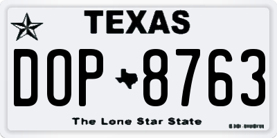 TX license plate DOP8763