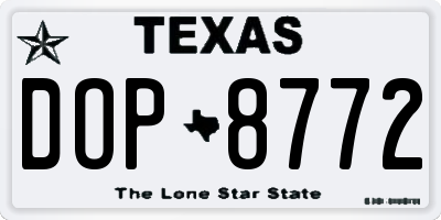 TX license plate DOP8772