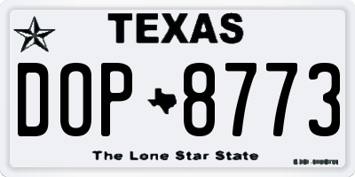 TX license plate DOP8773