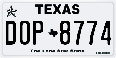TX license plate DOP8774